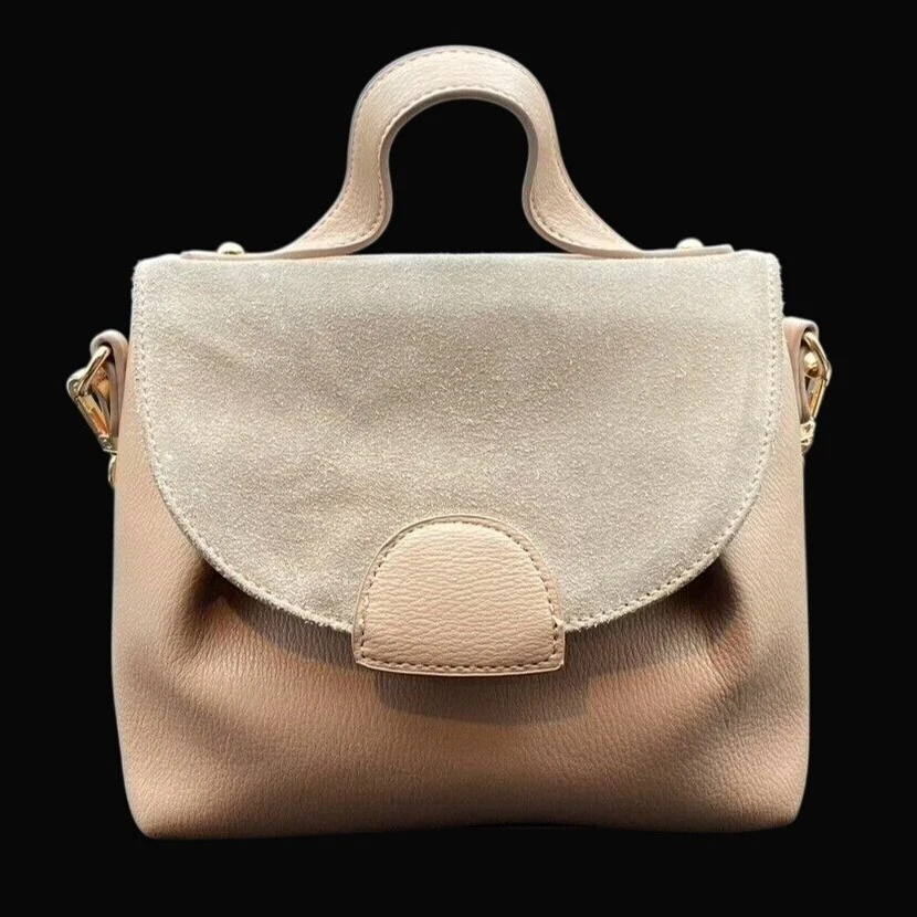 Bolso Bandolera Moda Luxe Alana Plegable Cuero Vegano Gamuza Beige Bolso de Hombro Cartera Foto 2 de 4