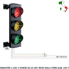 Semaforo 3 Luci Led 24 Led Rossi Gialli e Verdi 230 V 3 W Parcheggio Presidiato