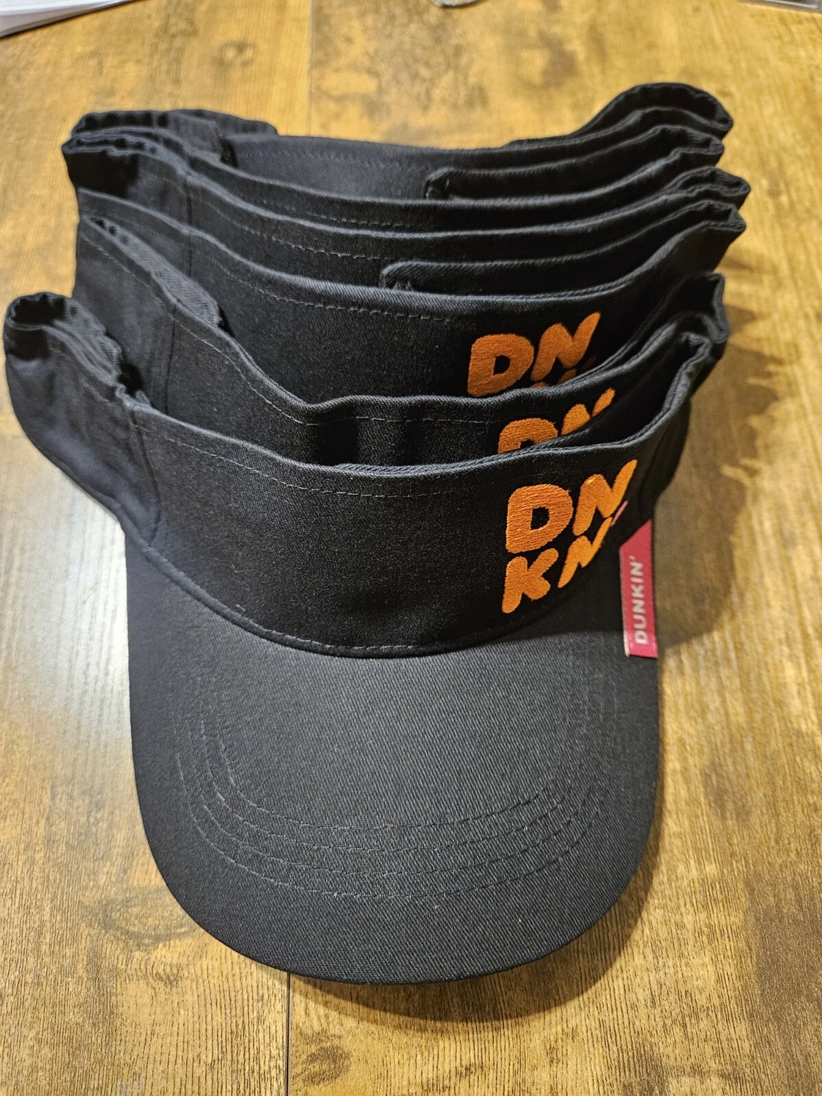Lot Of 60 Dunkin Donuts NEW NEVER WORN Embroidered Sun Visor Hat Cap Black
