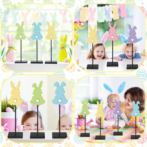 Easter Standing Table Decor Wooden Bunny Egg Rabbit Tabletop Decoration Easter T - Picture 4 of 12