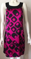 Express Ladies Medium Dress Lightweight Fuchsia Black Sleeveless Keyhole Back