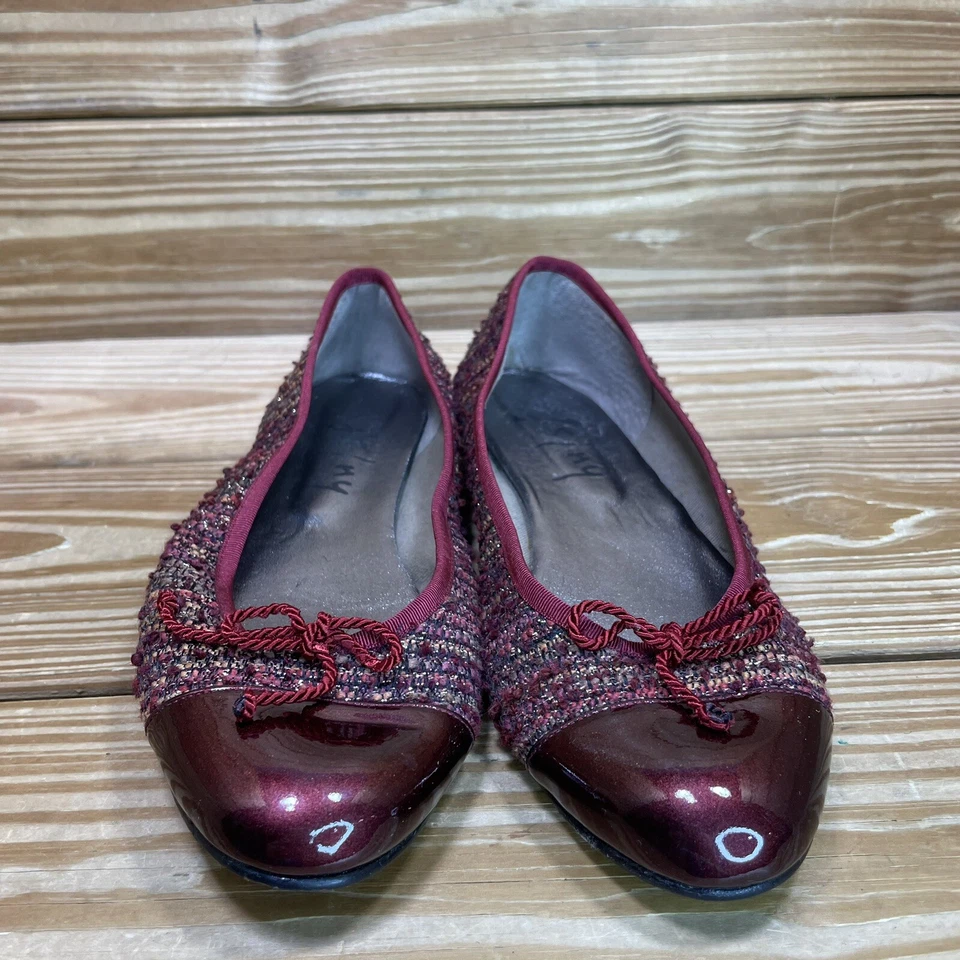 FS NY Flats Womens 9 Shoes Flats Tweed Maroon Slip On Round Toe - Image 2 of 4