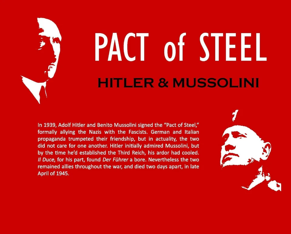 WWII Pact of Steel: Hitler & Mussolini Album 2 Coins 4 Stamps COA & History Inc. - Image 3 of 4