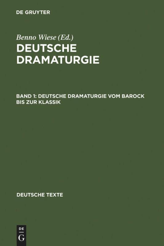 Thumbnail - Benno Wiese | Deutsche Dramaturgie Vom Barock Bis Zur Klassik | Buch |