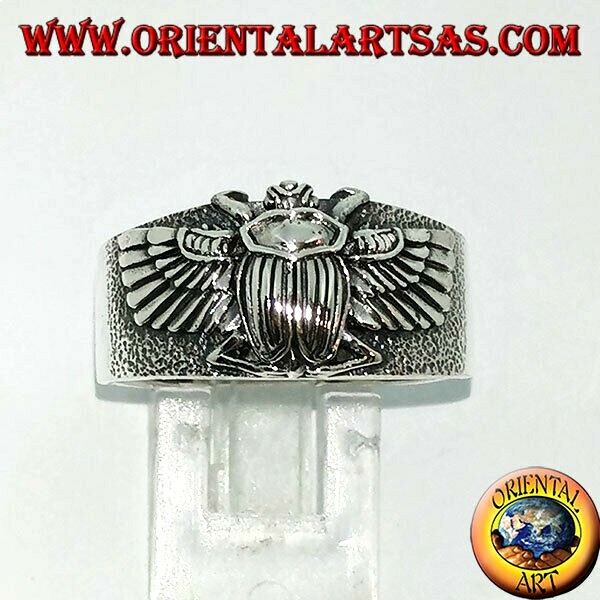 Anello in argento 925‰ con scarabeo egizio Khepri, simbolo della