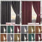 Modern Luxury Jacquard Curtains Fully Lined Ready Made Ring Top & Pencil Pleat