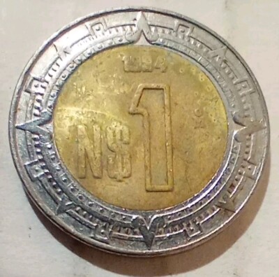 1 Un Nuevo Peso 1994 Mexico Coin Bimetallic