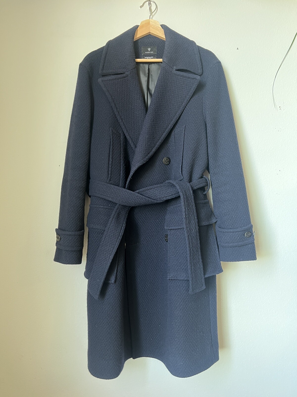 RARE HVRMINN New York Navy Double Breasted Belted Coat 38 Wythe Aime Leon Dore image 2