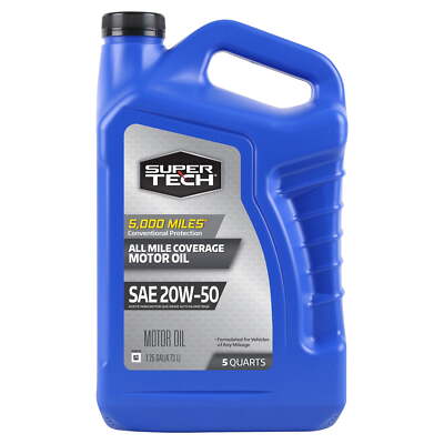 Super Tech All Mileage Synthetic Blend Motor Oil SAE 20W-50, 5 Quarts Motor Oil