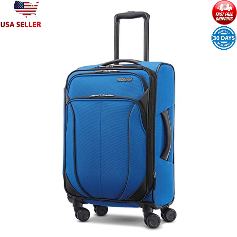 Expandable Softside Carry On Spinner Luggage Ergonomic Grip Ball Wheels Travel