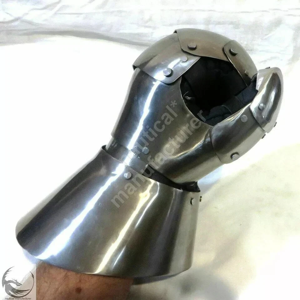 Guanteletes góticos medievales cruzados caballero armadura guantes forjados a mano Foto 4 de 4