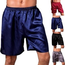 Men Satin Boxers Underwear Shorts Silk Pajama Short Pants Nightwear Summer Beach