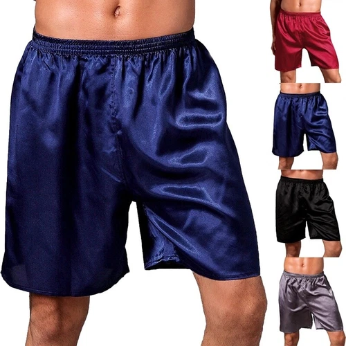 Men Satin Boxers Underwear Shorts Silk Pajama Short Pants Nightwear Summer Beach