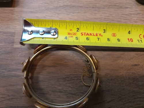 Miriam Haskell Vintage Enamel Gold Tone Bangle Bracelet - Picture 6 of 6