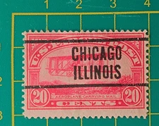 US parcel post stamp 1913, Sc PP8 #Q8, 20c carmine rose, Chicago Illinois, MLH