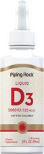 Vitamin D3 Liquid Drops | 5000 IU (125 mcg) | 2 oz | by Piping Rock