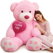Giant Teddy Bear 6 Feet- I Love You Red Heart Big Pink Teddy Bear Stuffed Animal