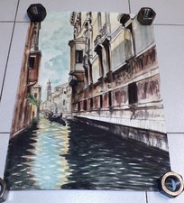 Quadro Acquarello VENEZIA Rio con gondola C. GUIOLO 1978 - 35x50 cm acquerello