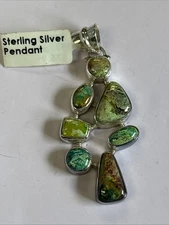 925 Sterling Silver Native American Turquoise Pendant ~ 2.5” ~ 14.0 grams ~ NEW 