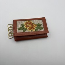 Vintage Princess Gardner Embroider Genuine Cowhide Leather Key Case Collectible