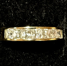 Princess Cut CZ Gold Vermeil Ring 925 Wedding Band Sz 10
