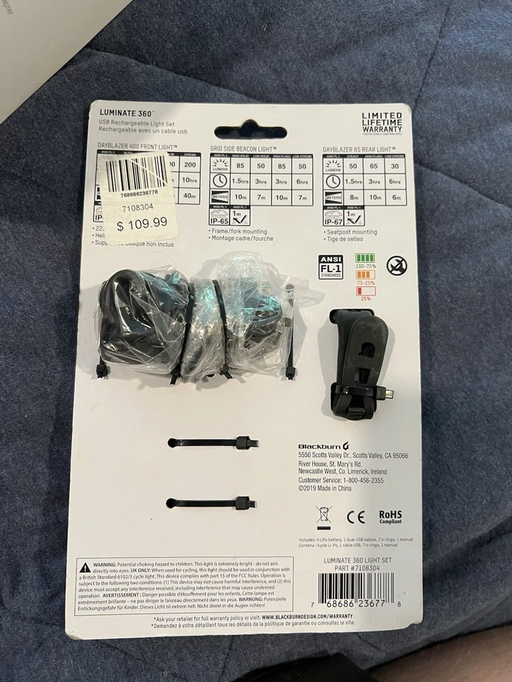 Blackburn PN: 7108304 Luminate 360 Faro Bicicleta Luz Trasera Lateral Faro Luz LED Foto 2 de 2