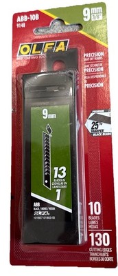 ABB-10B OLFA Precision Ultra-Sharp Black Snap-Off Blade, 9mm, 1 Pack of 10