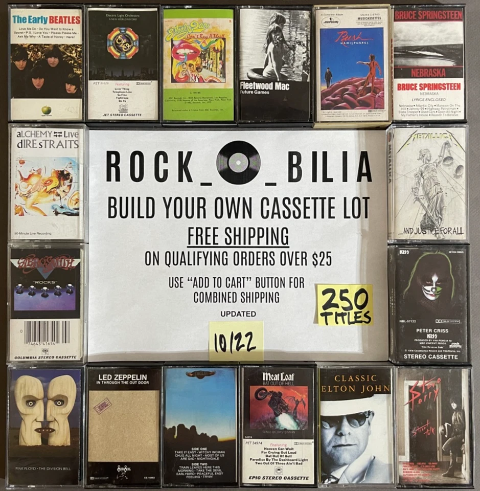 $1 and UP ARENA ROCK VAN HALEN PINK FLOYD RUSH ZEP BUILD YOUR LOT CASSETTE TAPES