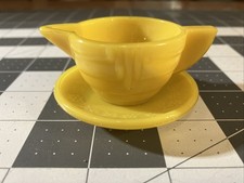 Vintage Akro Agate Children's Dish Tiny Pitcher Yellow