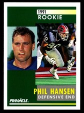 1991 PINNACLE RC #294 PHIL HANSEN ROOKIE CARD - BUFFALO BILLS - *02. rookie card picture