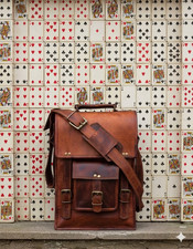 Private Bag Goat Brown Messenger Satchel Genuine New Vintage Men