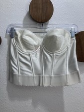 VTG Carnival Strapless Bra Corset 36B Bustier White Boned Underwire Union Made