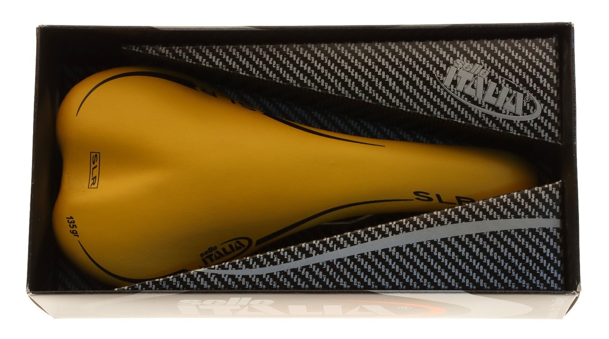 Selle Italia SLR Saddle Carbon Fiber Titanium Rails Yellow Leather