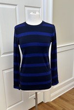 GAP Bowery Super Soft Tee Shirt Size Large Navy Blue  Ultraviolet Stripe NWT