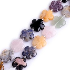 Mixed Stone Flower Shape Beads for Jewelry Making - 20mm Natural Gems
