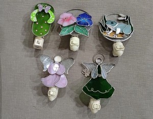 Lot Of 5 Stained Glass Night Light Covers 