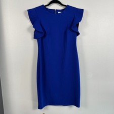 Calvin Klein Womens 10 Blue Sheath Flutter Sleeve Mini Dress Business