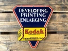 VINTAGE 12x6.5" KODAK FILM MOTOR OIL PORCELAIN SERVICE PUMP STATION GAS SIGN