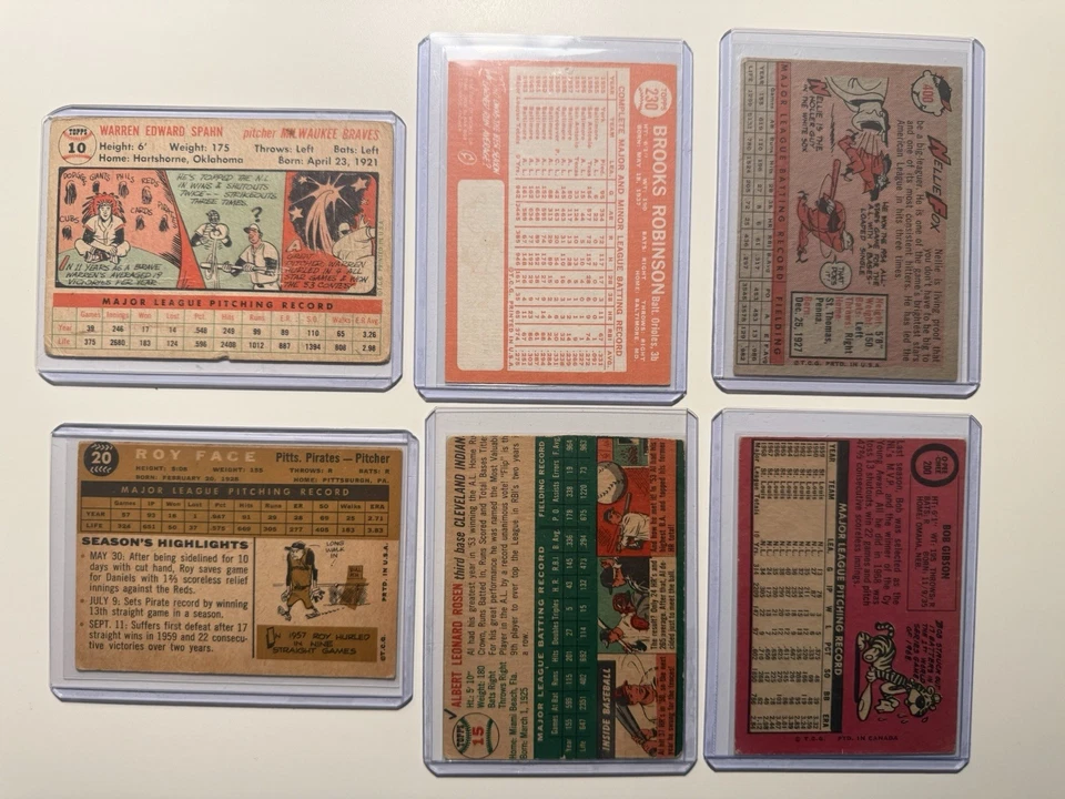 Lote de 6 tarjetas de béisbol vintage incluyendo Brook Robinson y Bob Gibson Foto 2 de 2