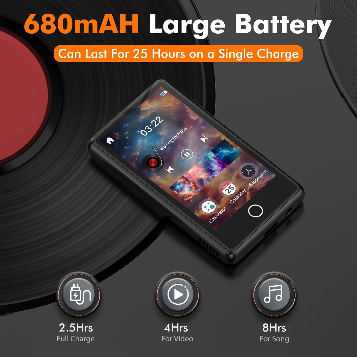 Lightweight 80GB Music Player with Bluetooth & High-Quality Speakers in Black
