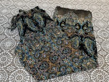 Womens Size M Boho Pants Wide Leg Paisley Elastic Waist Drawstring Pockets