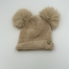 C.C Kids Children  s Double Pom Pom All Over Cable Knit Soft Beanie Hat 2-6yr
