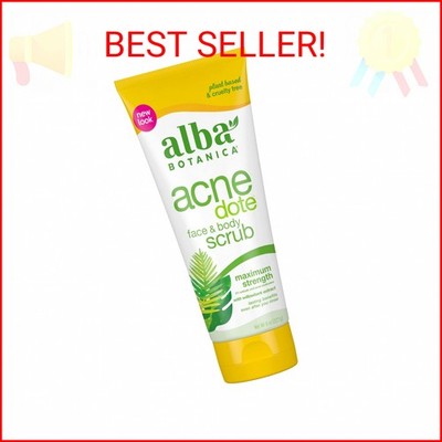 Alba Botanica Acnedote Maximum Strength Face & Body Scrub for Acne Treatment, Bl