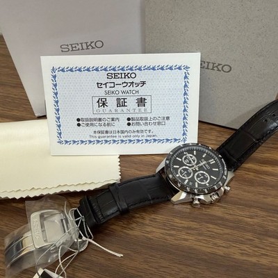 SEIKO Selection 8T63 00D0 Black Dial Chronograph SBTR021 Leather Belt From Japan