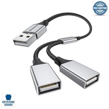 USB 2.0 Splitter Adapter - Dual Type A Ports, Data  Power, Compatible with L...