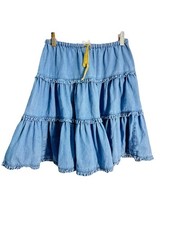 Mini Boden Tiered Denim Ruffle Skirt Size 9-10 EUC