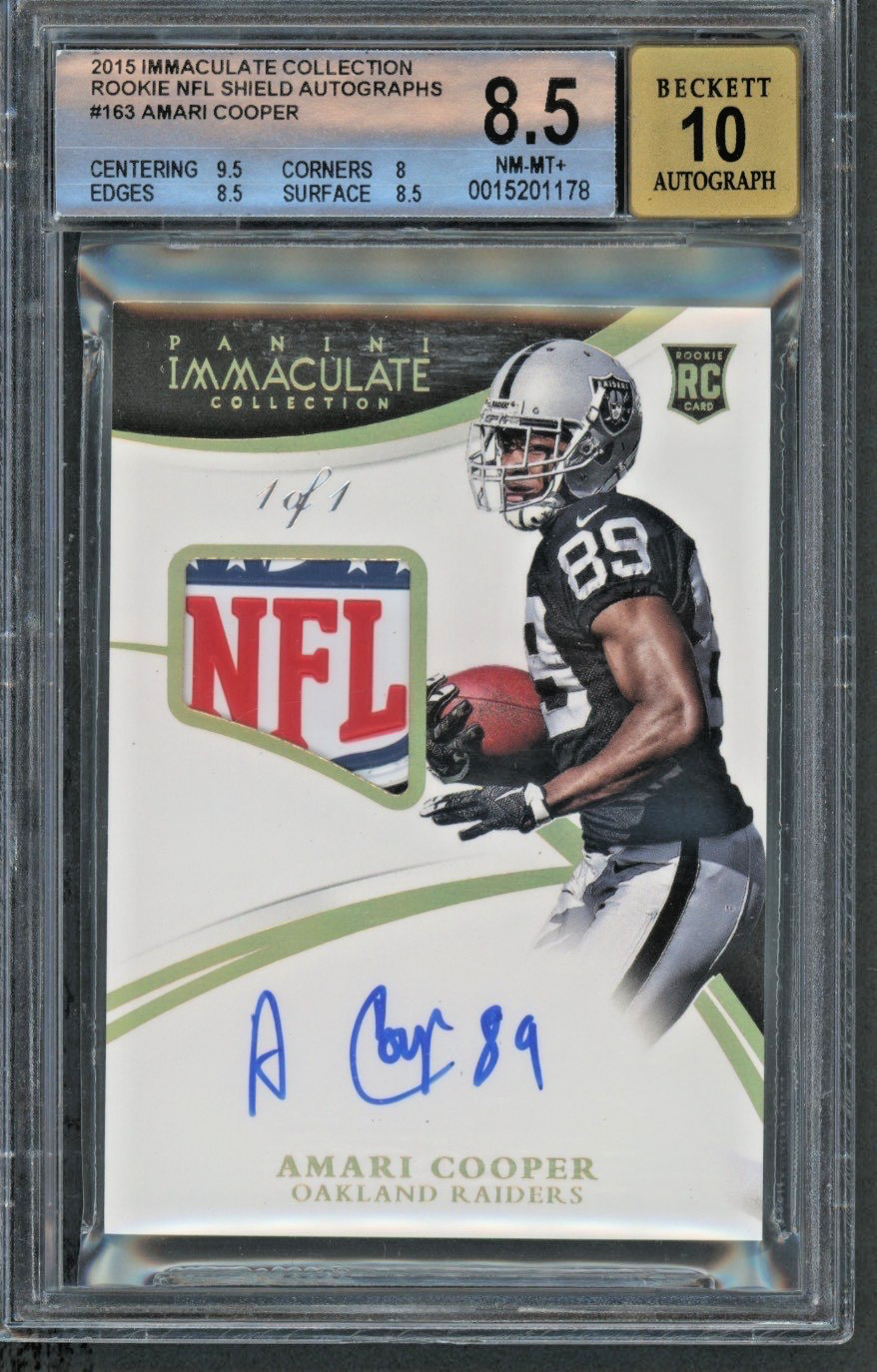 Amari Cooper Panini Immaculate #163 Autograph Patch NFL Shield