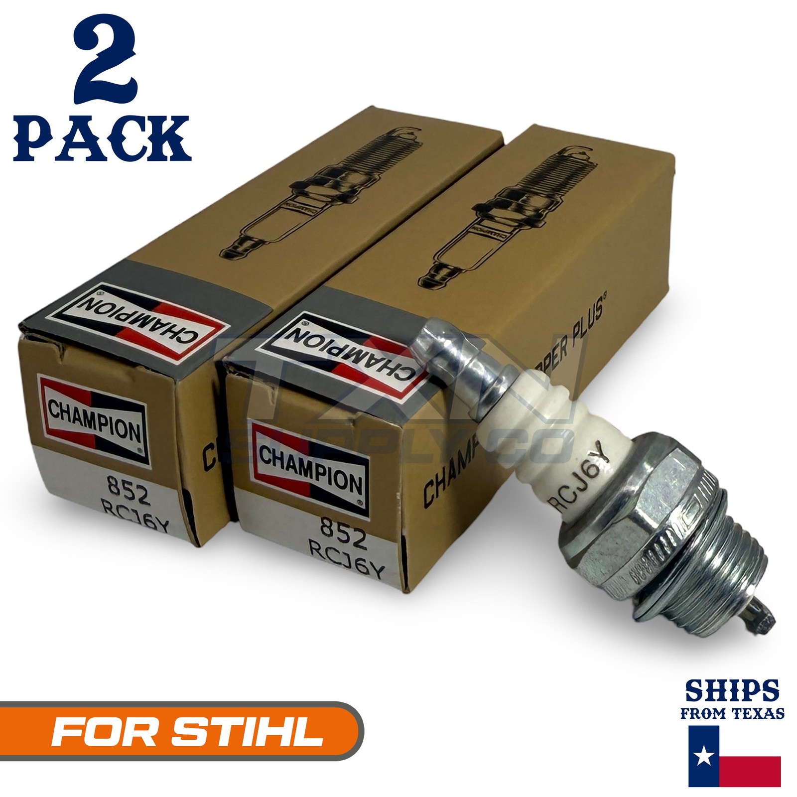 2 Pack Champion Spark Plug - For STIHL FS 45 Trimmer Cutter