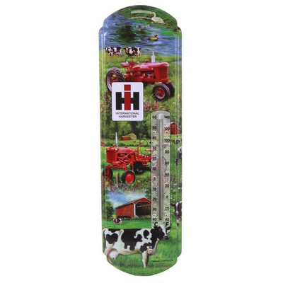 #ad IH Farmall Cub and quot;Hquot; Farm and Cow Scene Metal Thermometer 5.25 x 17.5quot; 42022 $24.99