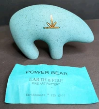 Power Bear Earth n Fire Fine Art Pottery Bear 22k Gold Painted -  Symbol Of Joy